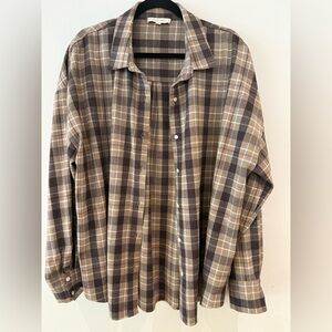 Favorite Daughter The Ex-Boyfriend Shirt Brown Plaid Flannel Large